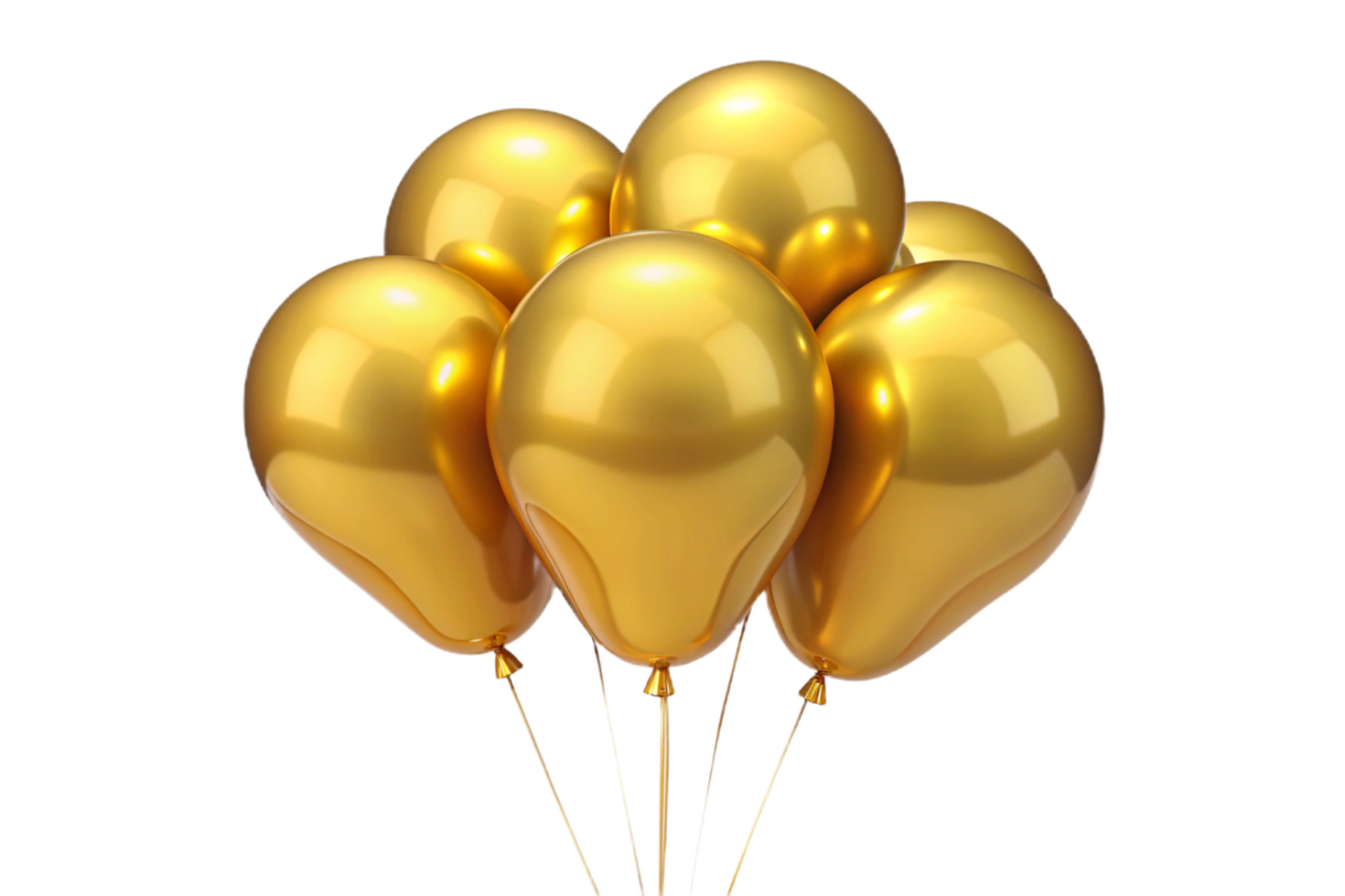 A Cluster of Shiny Golden Balloons on a Black Background png