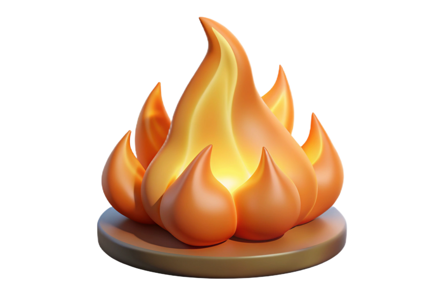 Stylized 3D Render of a Campfire Flame on a Circular Base png