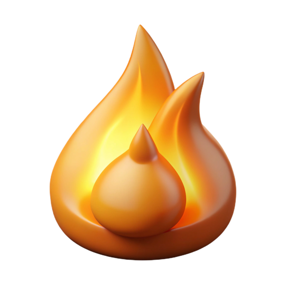 3D Render of a Realistic Orange Flame Icon Illustration png