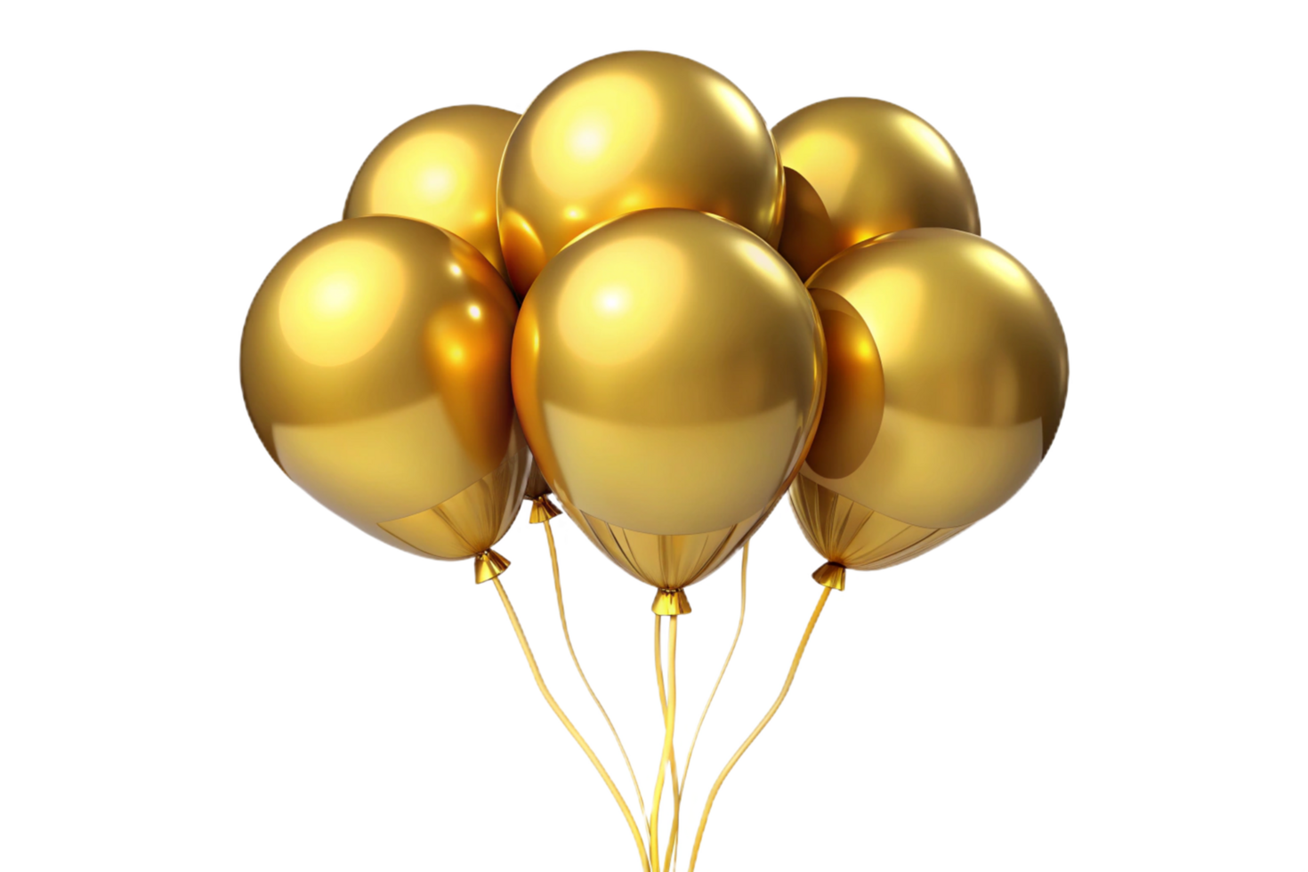 Group of Shiny Golden Balloons Floating in the Air png