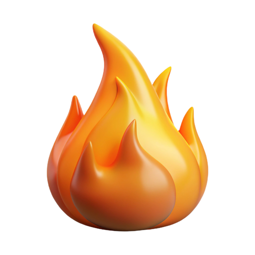 3D Render of a Realistic Orange Flame Fire Icon Graphic Design Element png