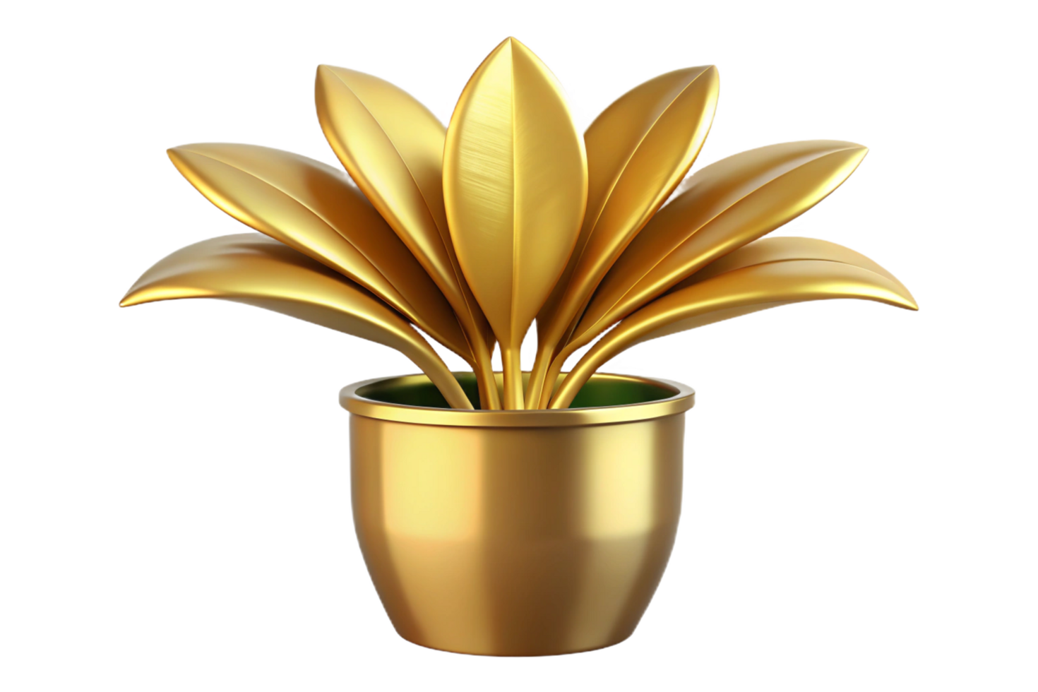 A Stunning Golden Plant in a Pot 3D Render of Luxurious Houseplant png