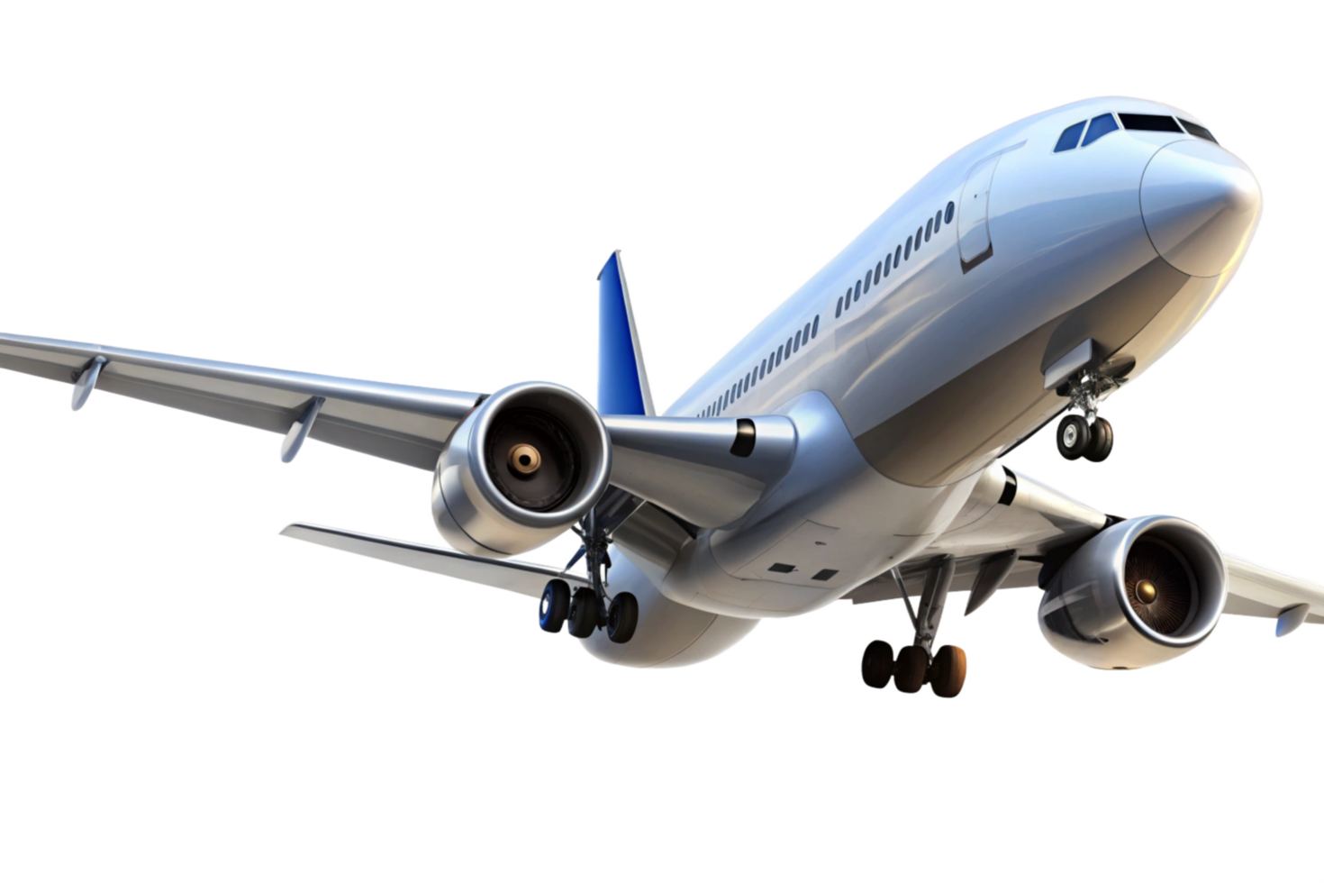 A Stunning Closeup View of a Modern Airplane in Flight Landing Gear Down png