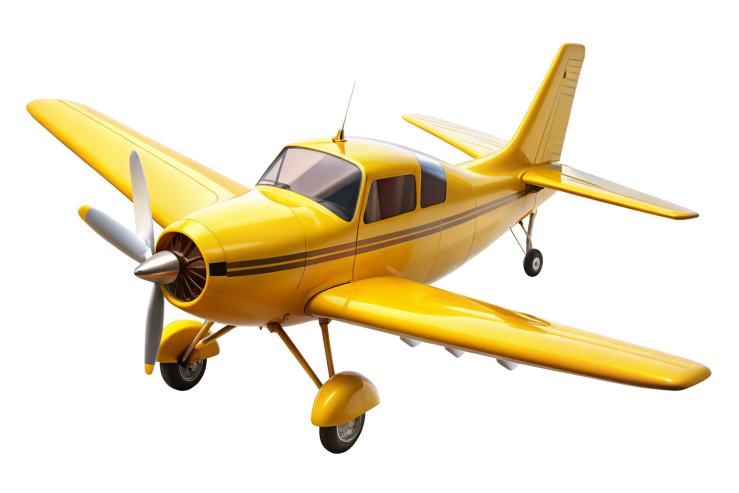 Stunning View of a Classic Yellow Airplane in Flight png