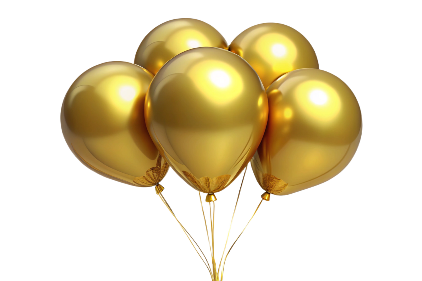 Five Shiny Golden Balloons Bunch Celebration Party Decoration png