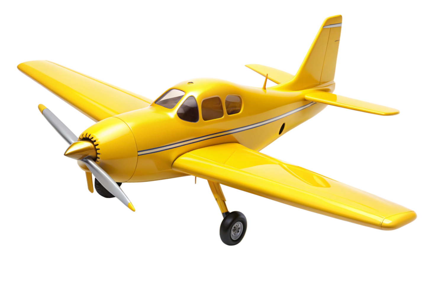 A Vivid Yellow SingleEngine Propeller Airplane Soaring Through the Air png