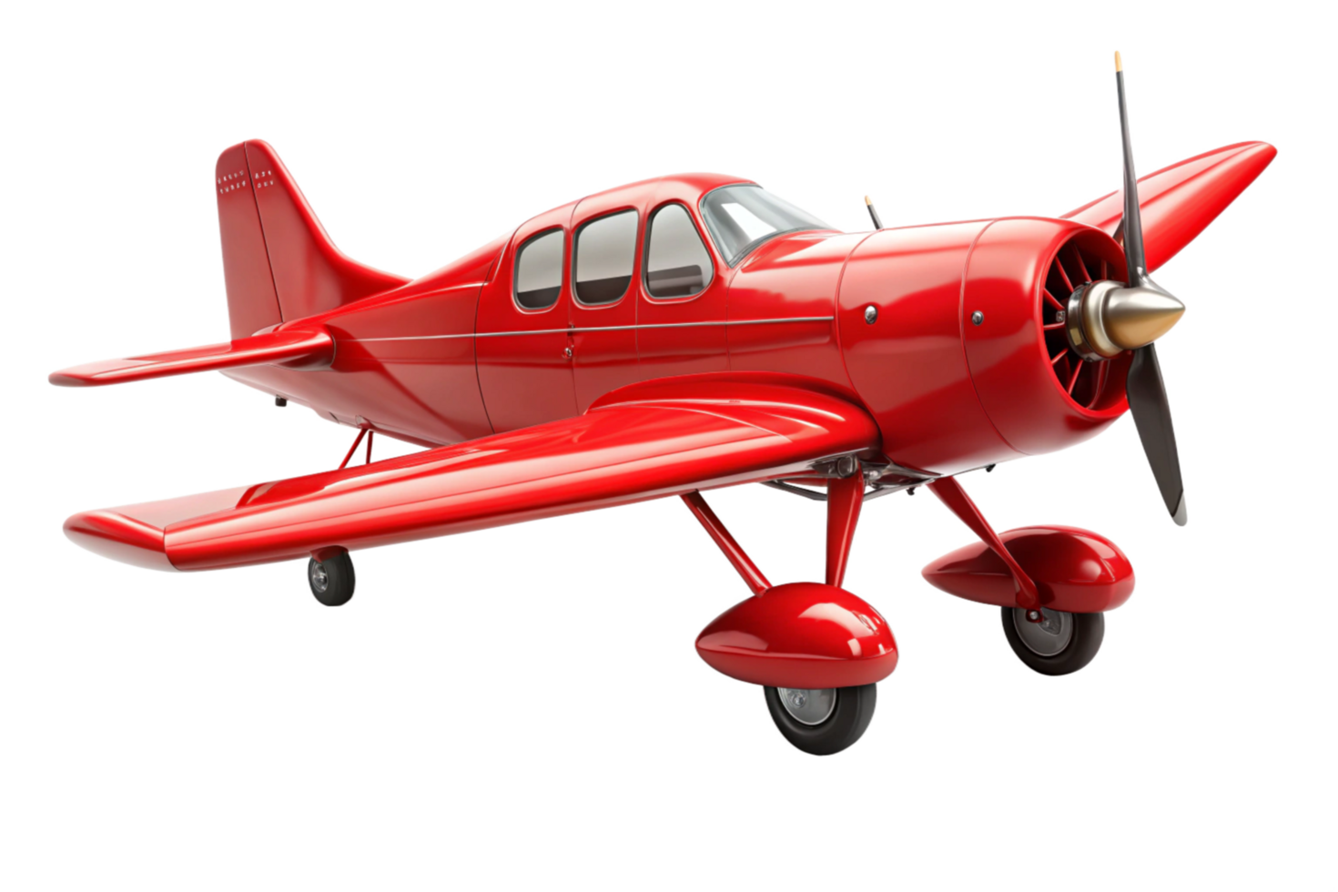 Classic Red Airplane Render 3D Model High Quality Single Engine Propeller Aircraft png