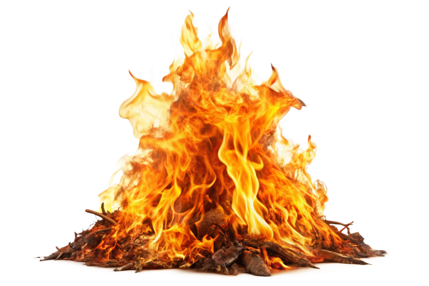 Fiery Bonfire Burning Brightly with Intense Flames and Glowing Embers png