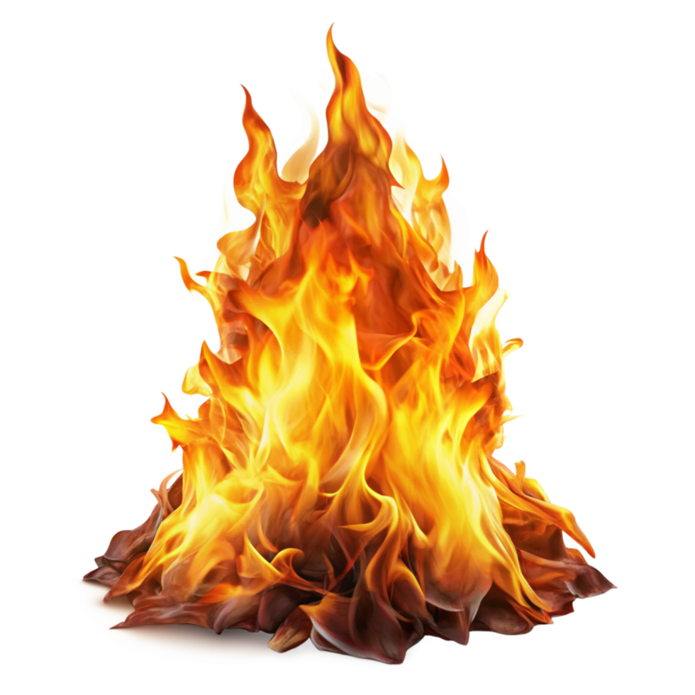 Fiery Bonfire Blaze Burning Brightly in the Night A Vivid Image of a Campfire with Intense Flames png