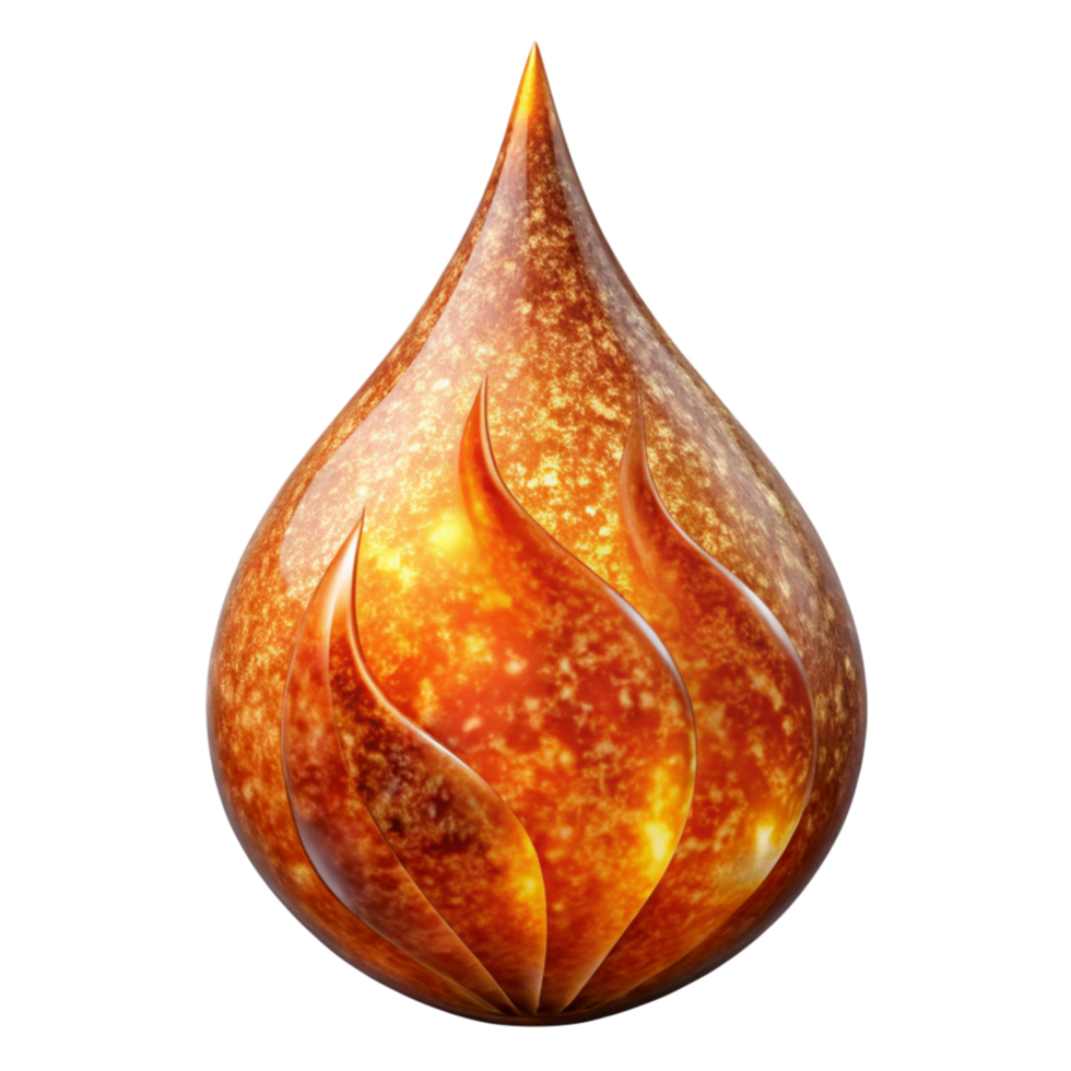 Fiery Drop of Liquid Sun Abstract 3D Render Illustration png