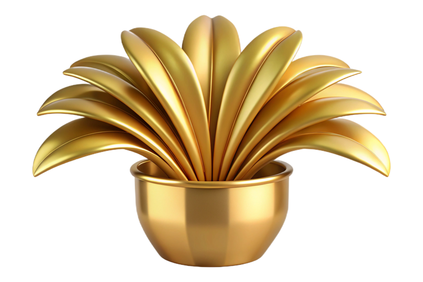 A Stunning 3D Render of a Golden Plant in a Pot Luxurious and Elegant Home Decor Modern Minimalist Design png
