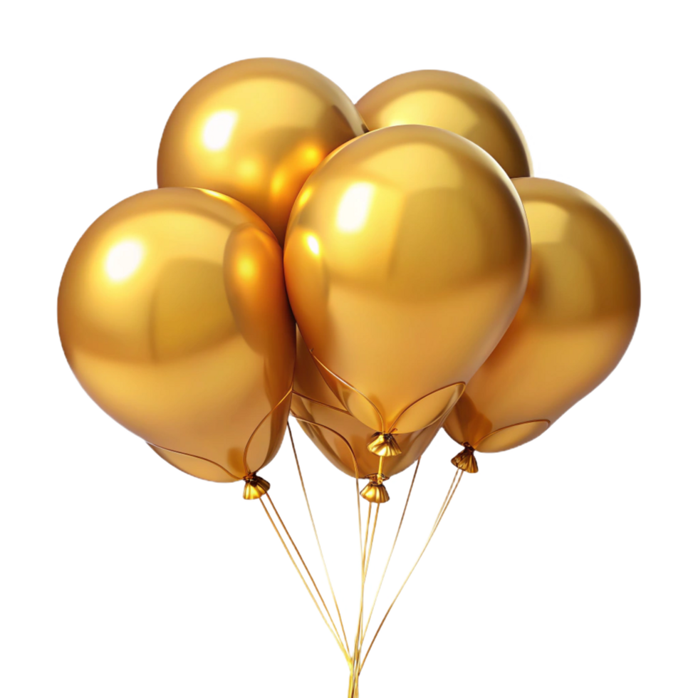 A Bunch of Glossy Golden Balloons Floating in the Air png