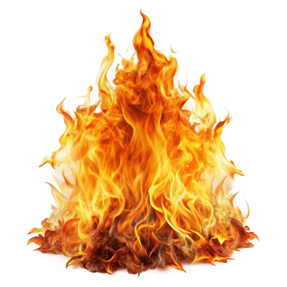 Fiery Blaze Burning Brightly A Vivid Image of a Bonfire Inferno Glowing Embers and Flames png