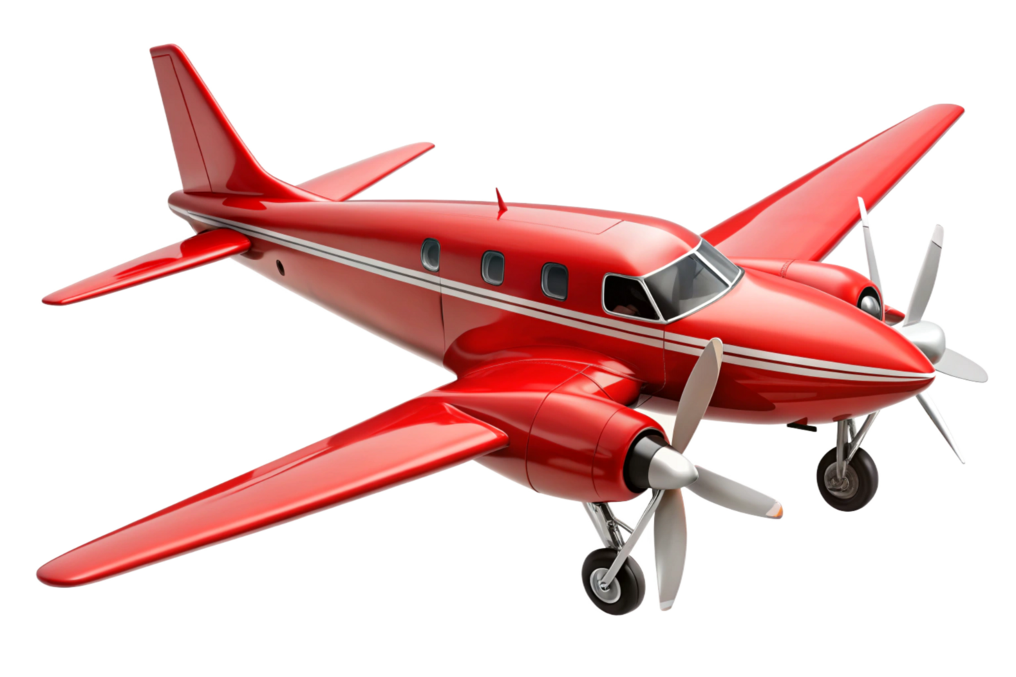 Sleek Red Propeller Airplane in Flight High Quality 3D Render png