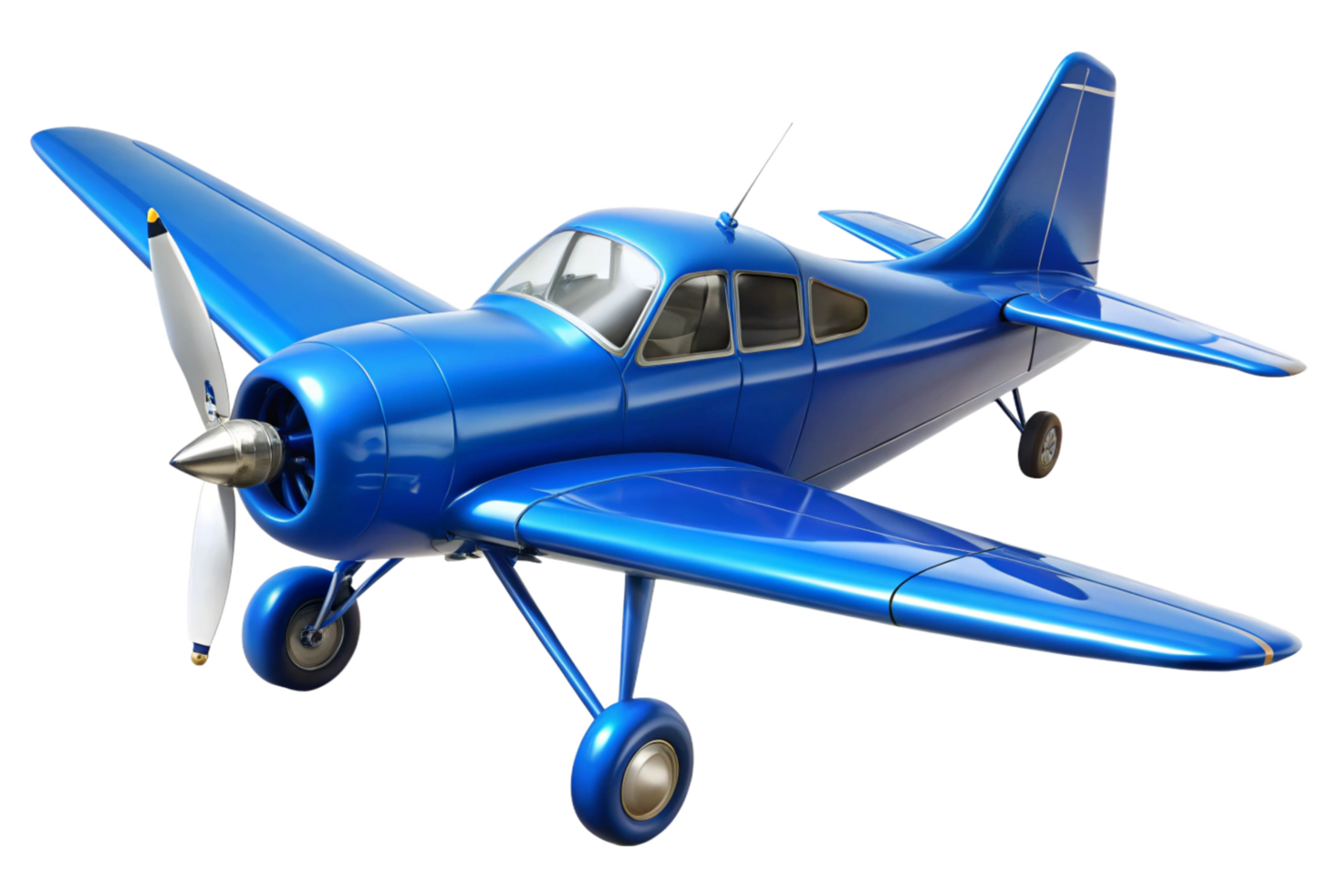Stunning Blue Vintage Airplane Render 3D Model High Quality png