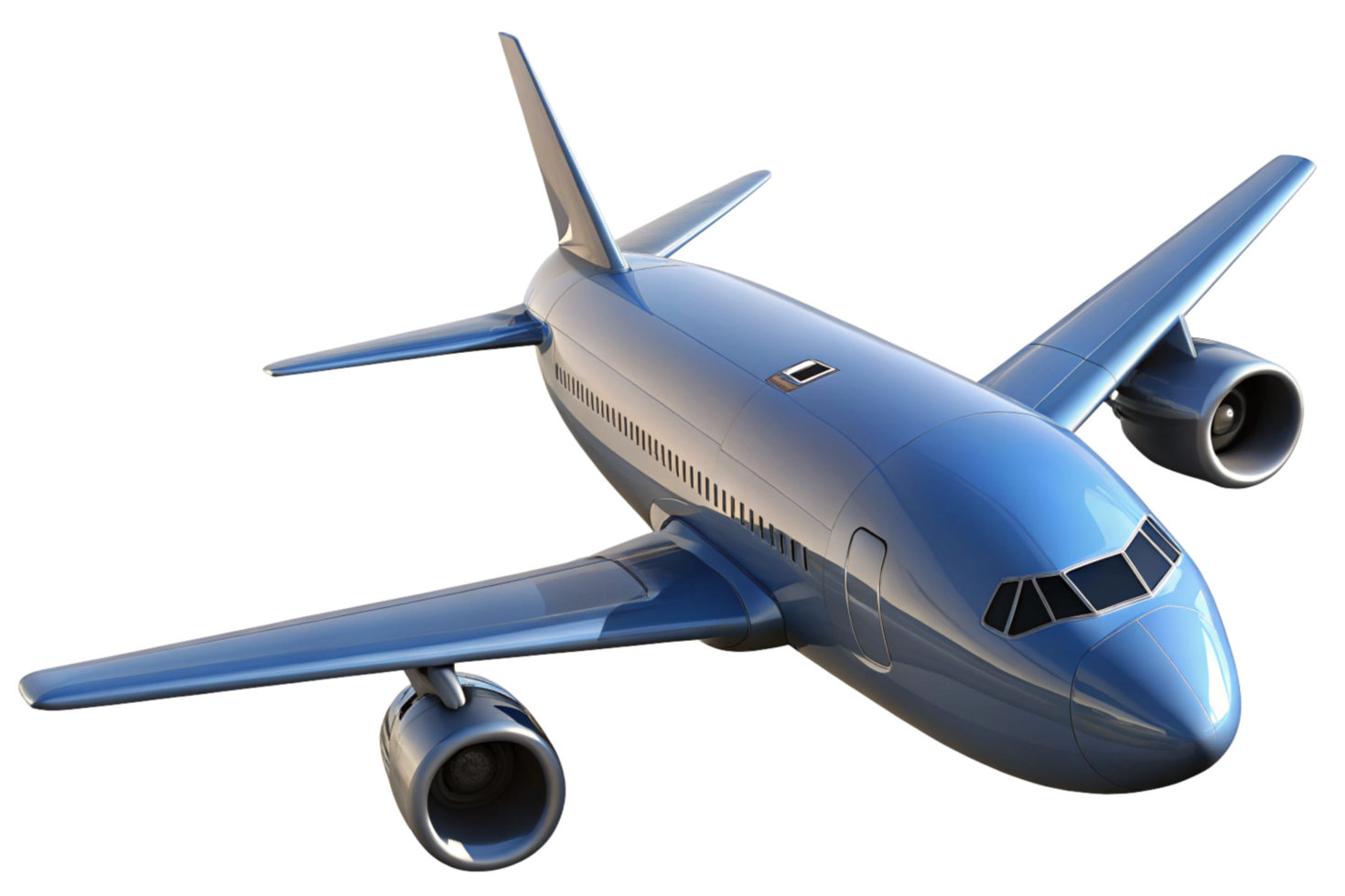 Sleek Blue Airplane in Flight 3D Render Modern Aircraft Design Aviation Technology Travel Transportation png