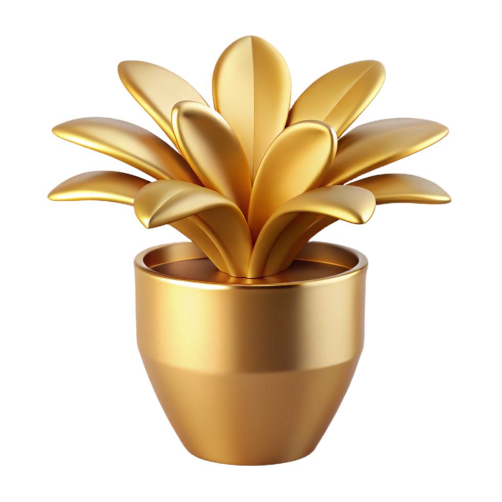 A Stunning Golden Plant in a Pot A 3D Render of a Luxurious and Elegant Houseplant png