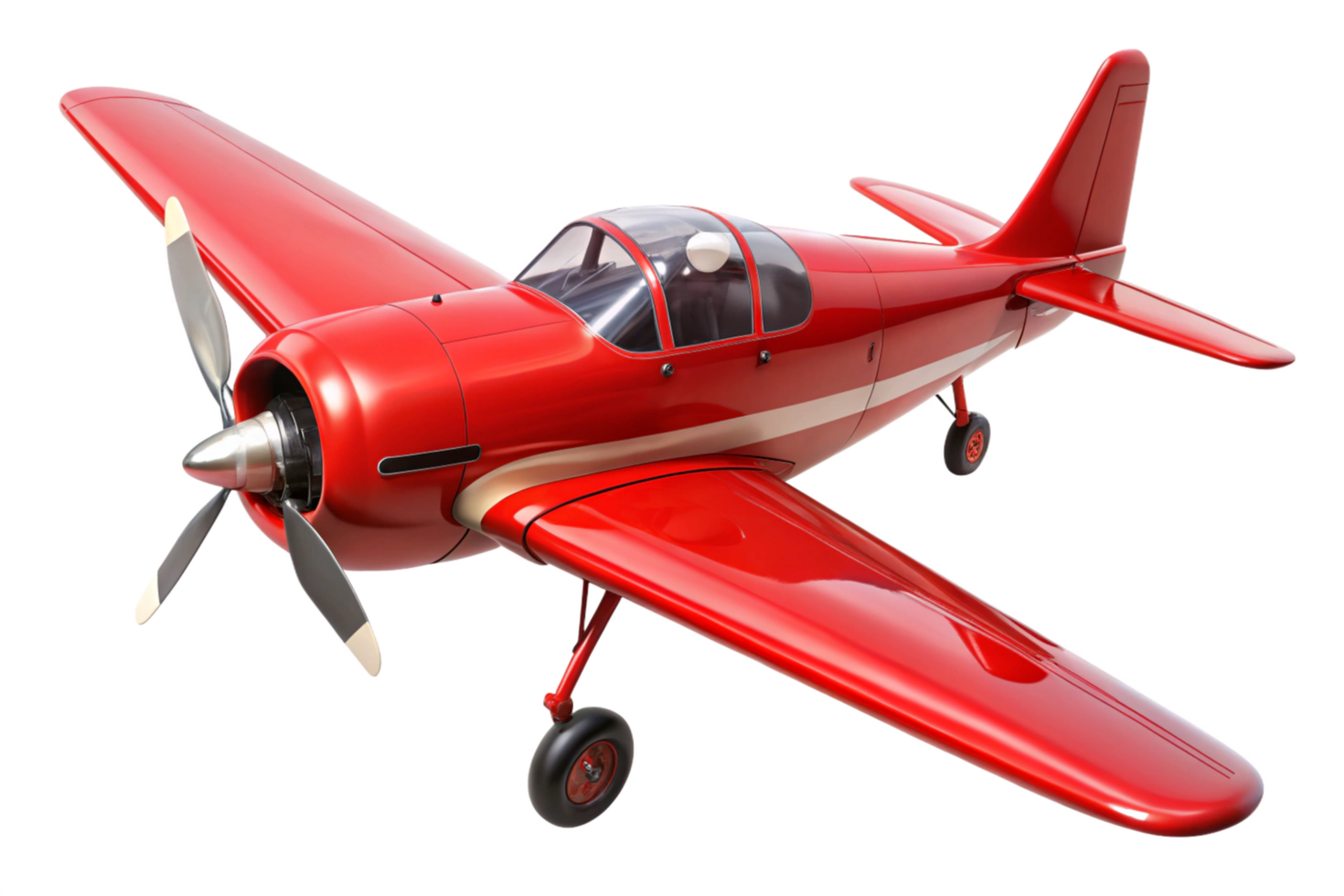 Sleek Red Single Engine Airplane in Flight High Resolution 3D Render png