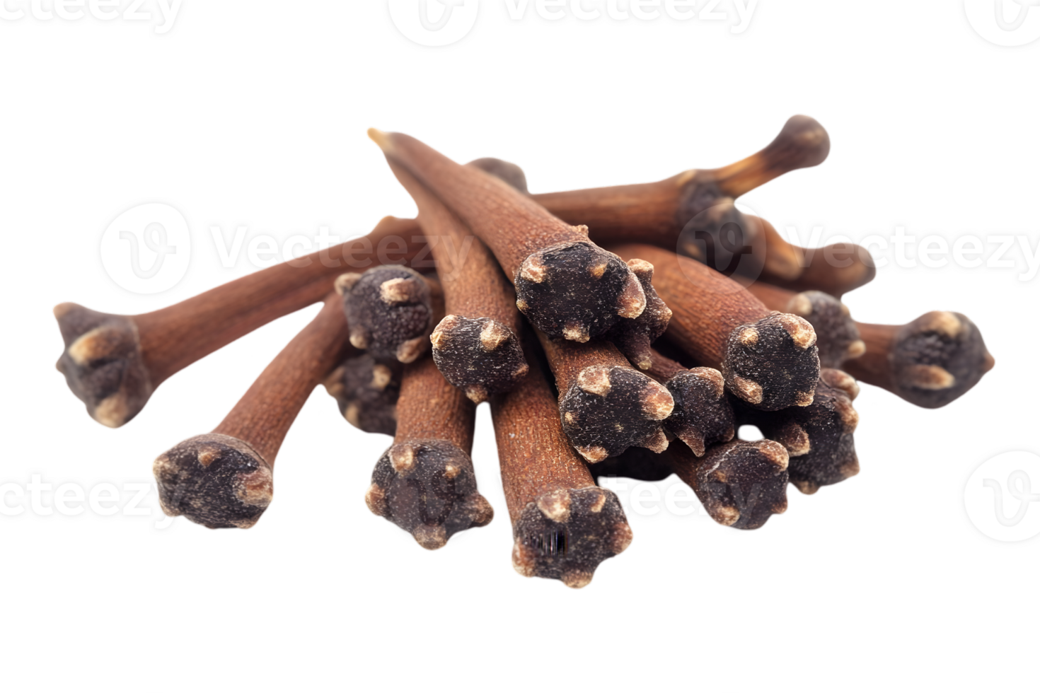 Pile of Aromatic Brown Cloves Dried Herbs and Spices for Culinary and Medicinal Use on Transparent Background png