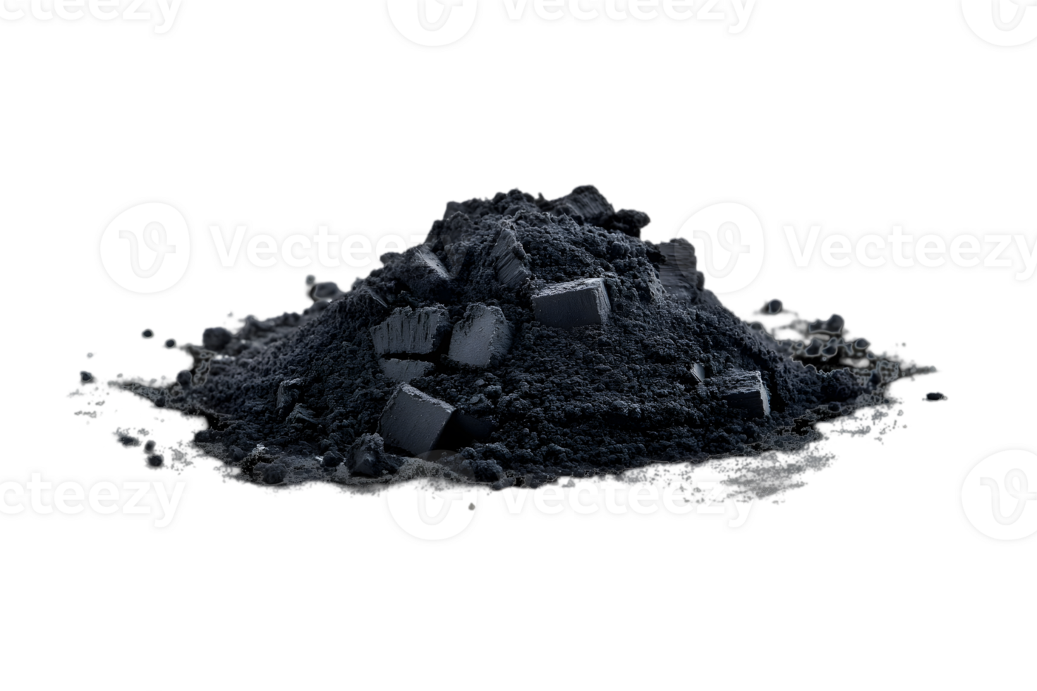 Pile of Black Coal Isolated on Transparent Background Close Up Texture Rich Detailed Mineral png