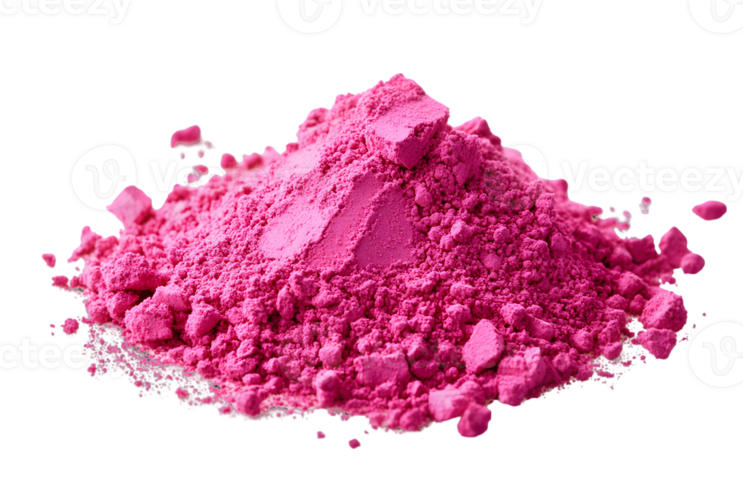 Pile of Bright Pink Powder Pigment Heap Isolated on Transparent Background in Macro Studio Shot for Cosmetic and Beauty Products png