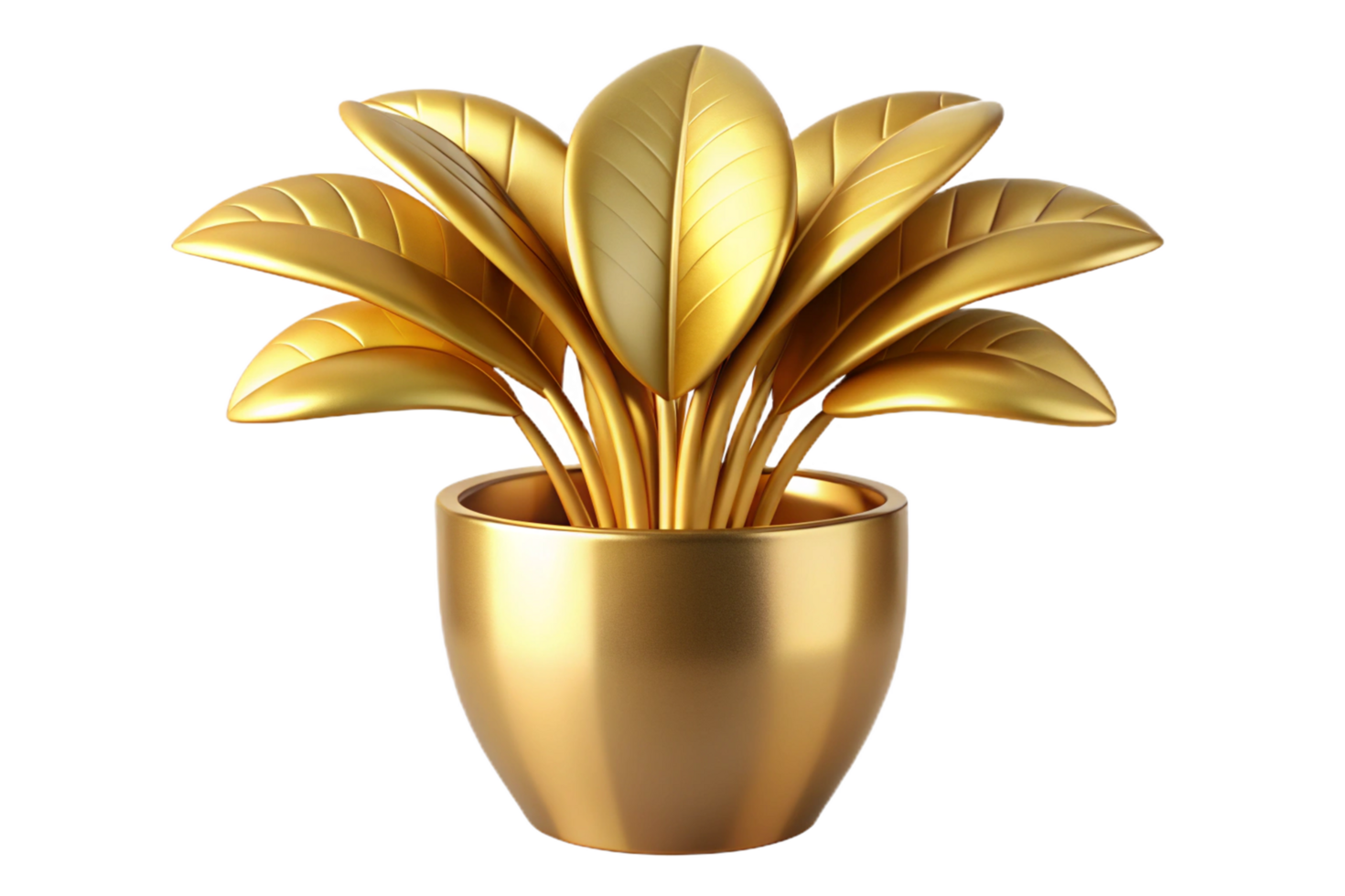A Stunning Golden Plant in a Luxurious Pot 3D Render of Elegant Home Decor png