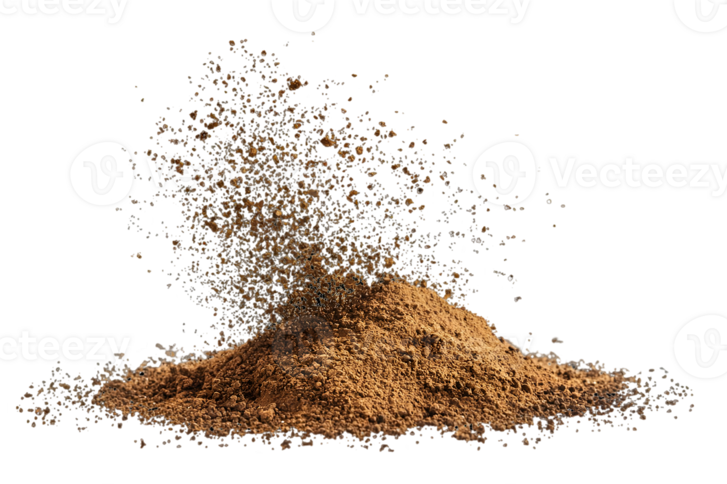 Pile of Brown Sand Particles on Transparent Background with Fine Texture and Abstract Shape png