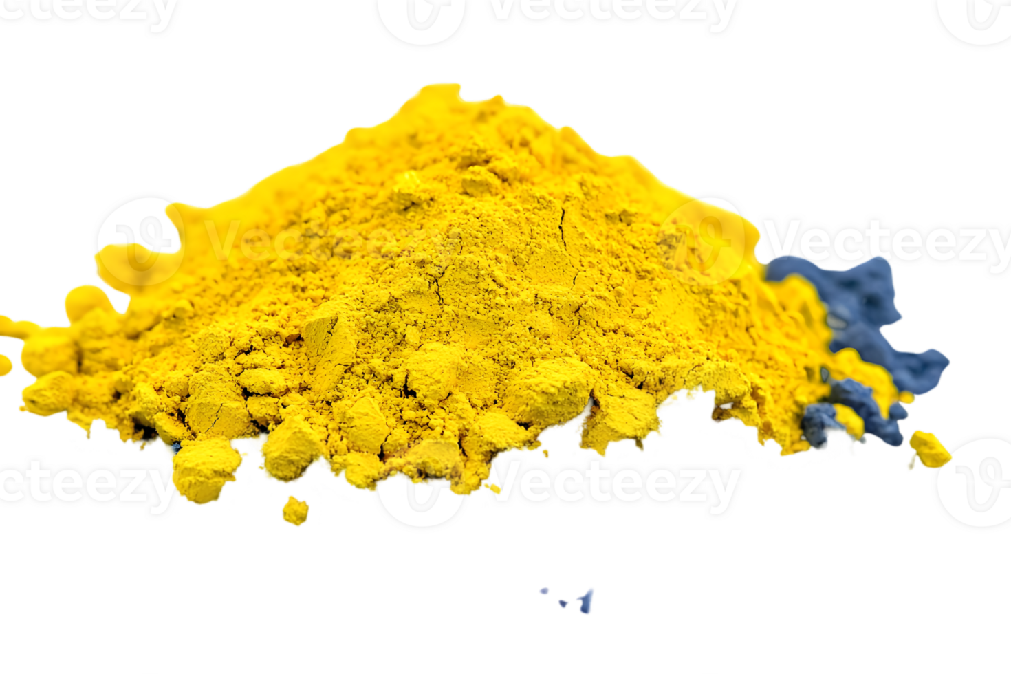 Pile of Bright Yellow Powder Pigment Isolated on Transparent Background for Chroma Keying png