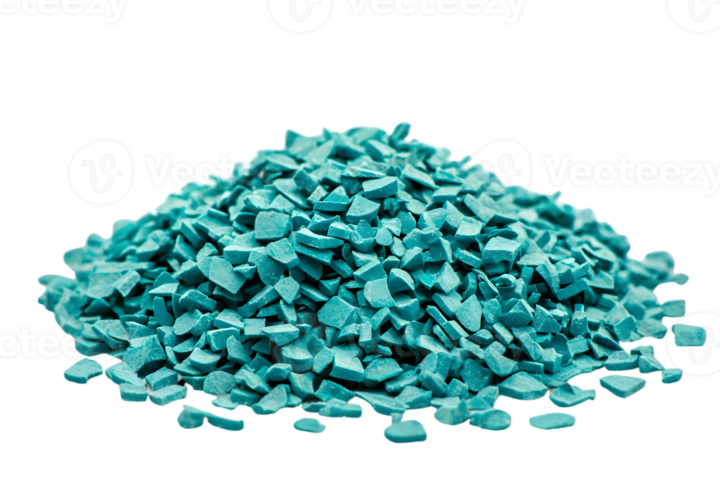 Pile of Cyan Colored Small Angular Pieces Isolated on Black Background png