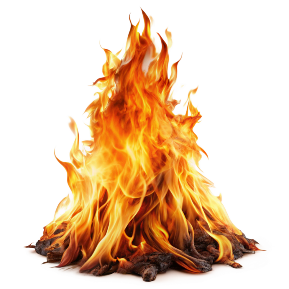 Fiery Bonfire Blaze Burning Brightly with Intense Heat and Glowing Embers png
