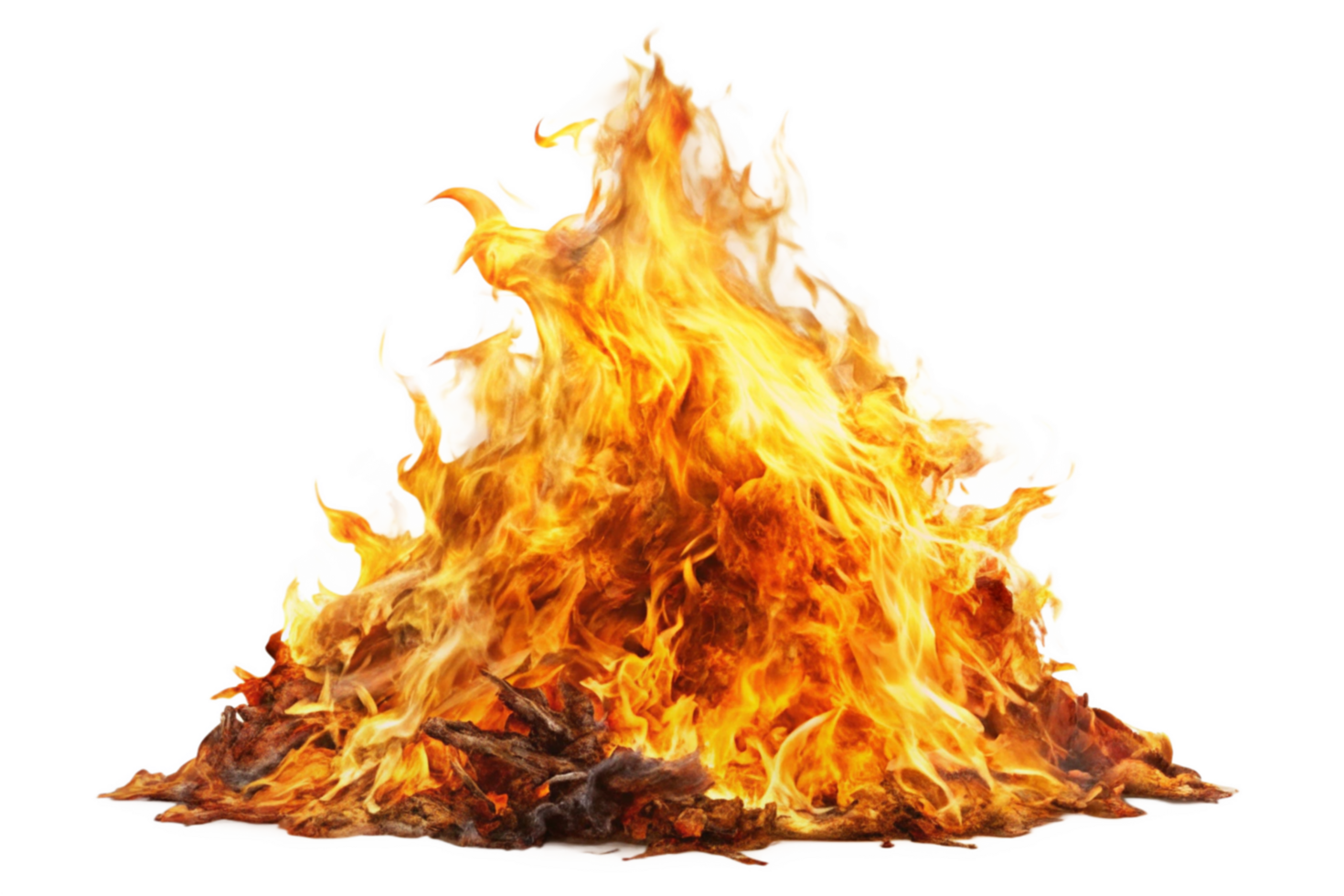 Fiery Blaze Bonfire Burning Brightly with Intense Flames and Embers png