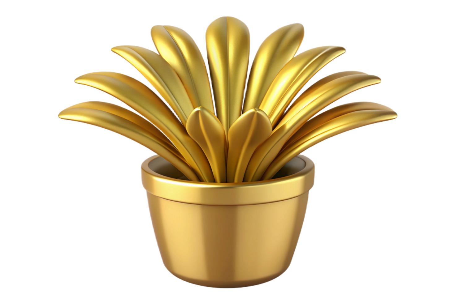 A 3D Render of a Golden Plant in a Pot a Luxurious and Elegant Houseplant Decoration png