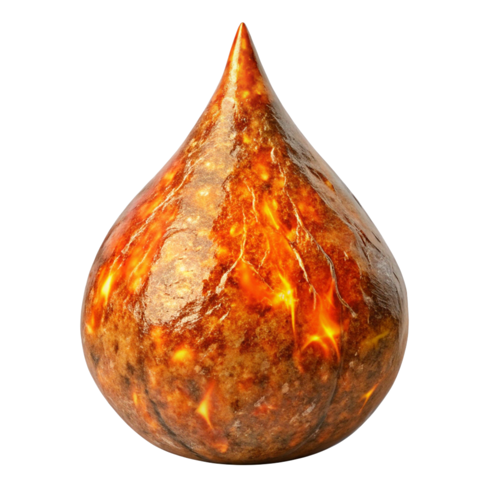Fiery Lava Drop Abstract 3D Render of Molten Rock Globule png