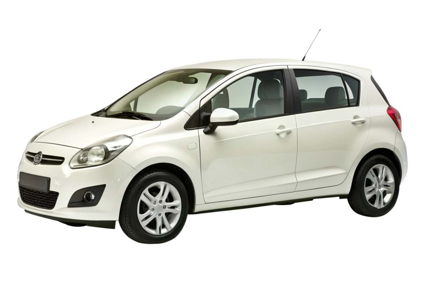 Image of a Sleek White Hatchback Car Displaying Modern Design and Features png