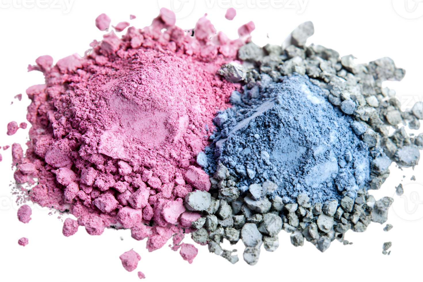 Pile of Pink Blue and Gray Cosmetic Powder Pigments on Transparent Background png