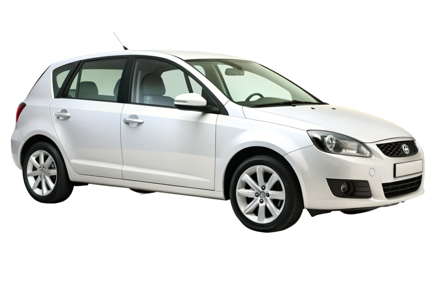 Sleek White Hatchback Car in Studio Shot Modern Design and Stylish Features png