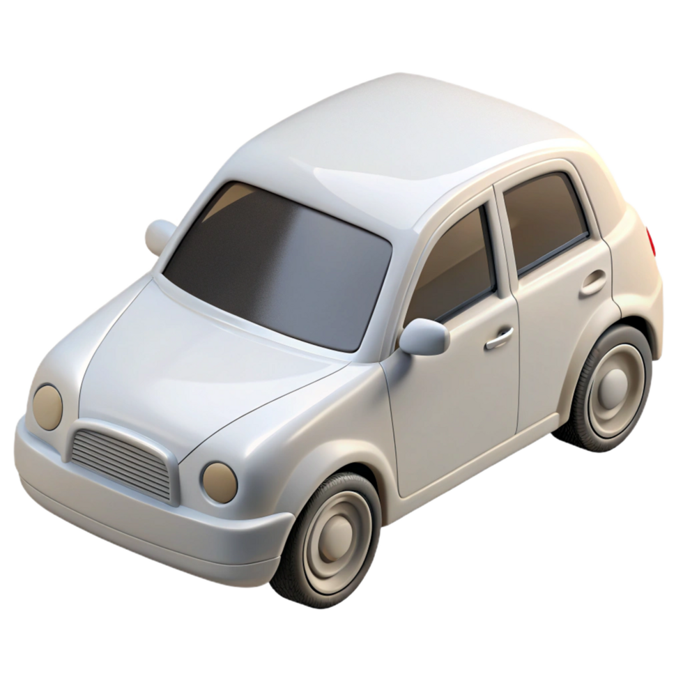 A digitally rendered isometric view of a simplistic white car model png