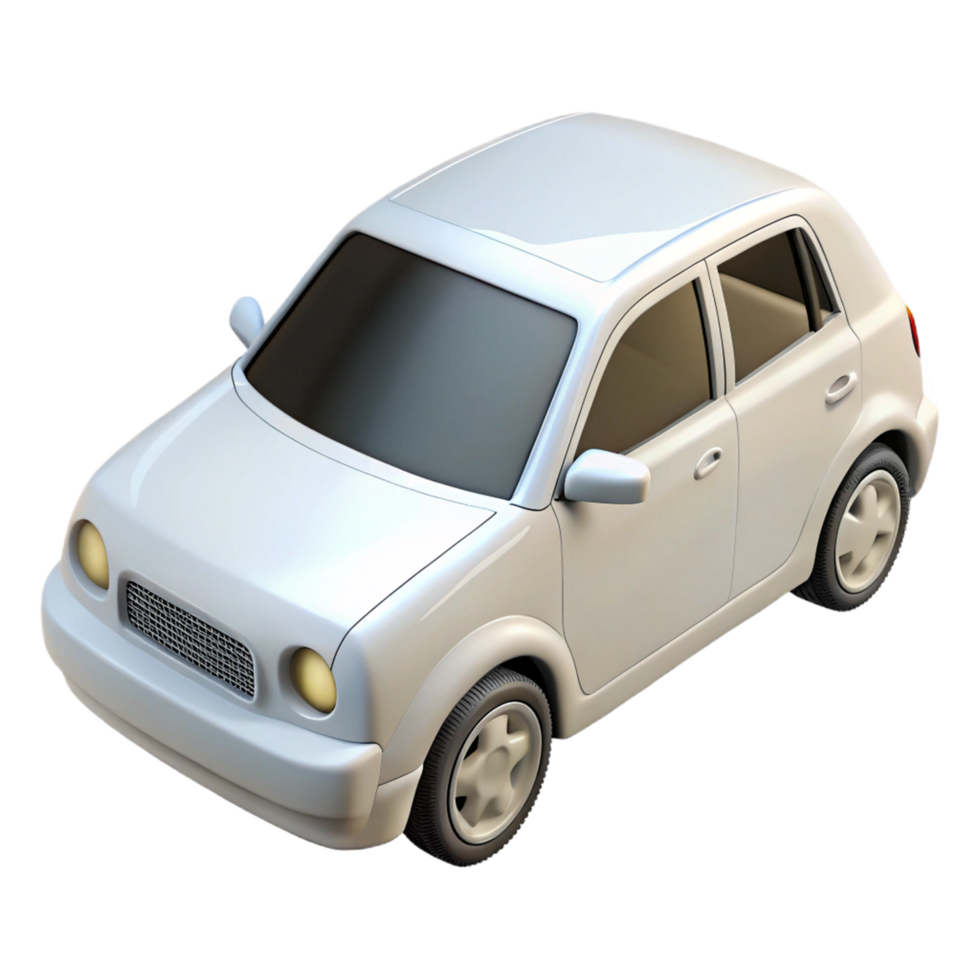 A Detailed 3D Render of a Small White Hatchback Car Model png