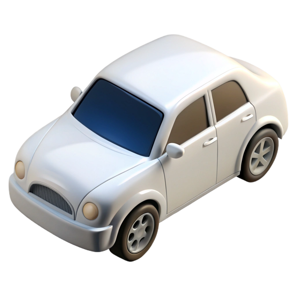 A Detailed 3D Render of a Sleek White Car Model Isometric View png