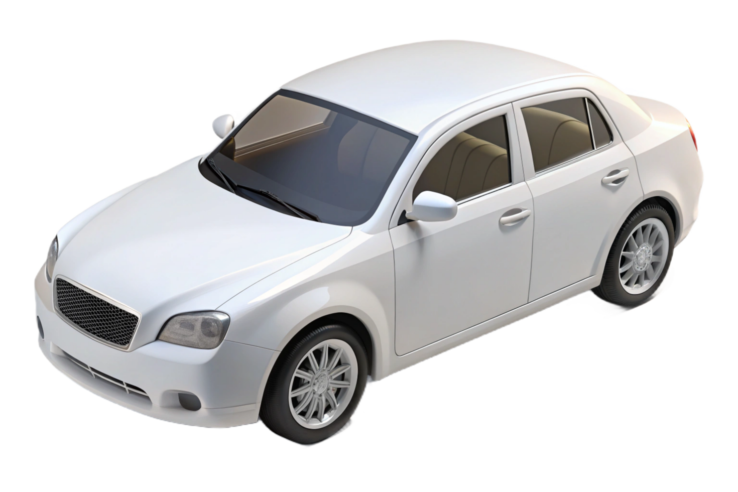 White Modern Sedan Car 3D Render Isometric View Transportation Vehicle Design png