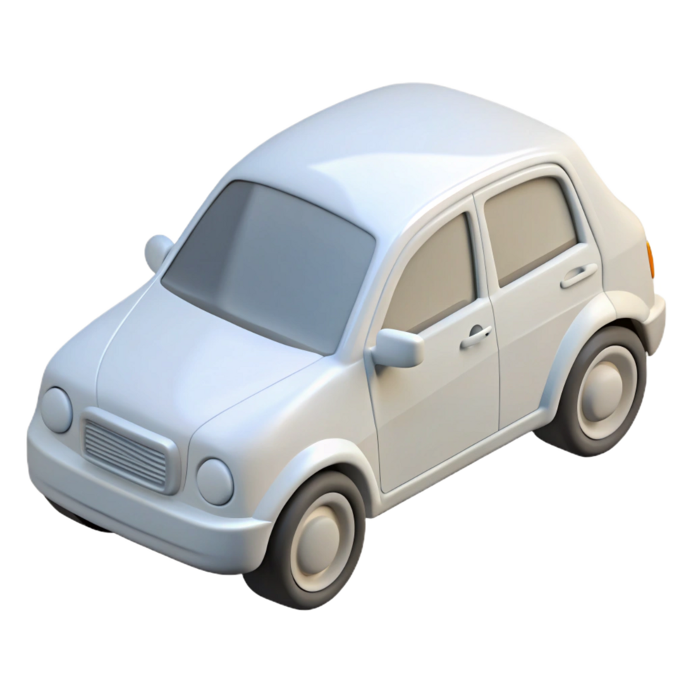 A 3D Render of a Simple White Hatchback Car Model png