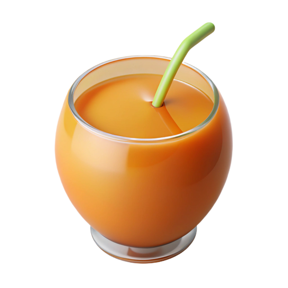 Refreshing Orange Juice in a Round Glass with a Green Straw A Delicious Summer Drink png