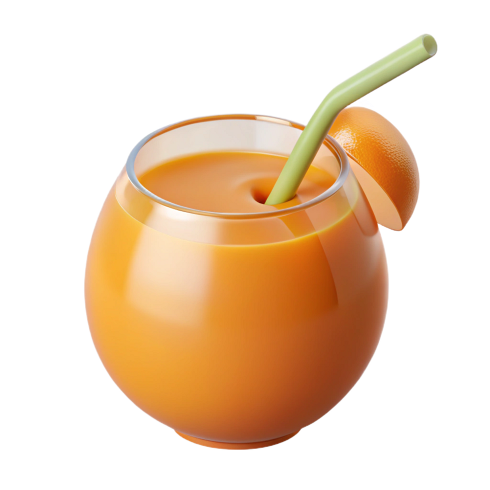 Refreshing Orange Juice in a Glass Sphere with a Straw png