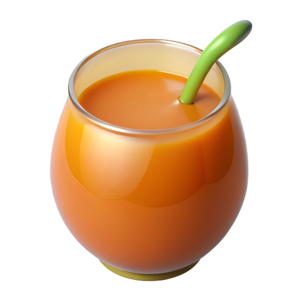 Refreshing Glass of Orange Juice with Green Straw a Delicious and Healthy Beverage png
