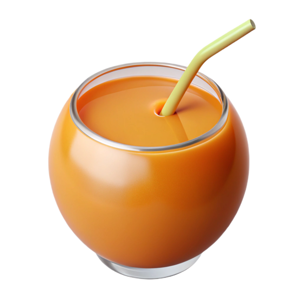 A Refreshing Glass of Orange Juice with a Straw png