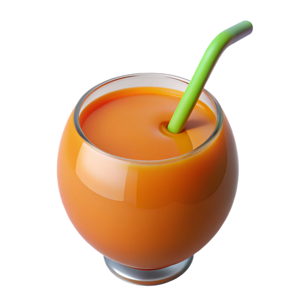 Refreshing Orange Juice in a Glass with a Green Straw A Delicious and Healthy Drink png