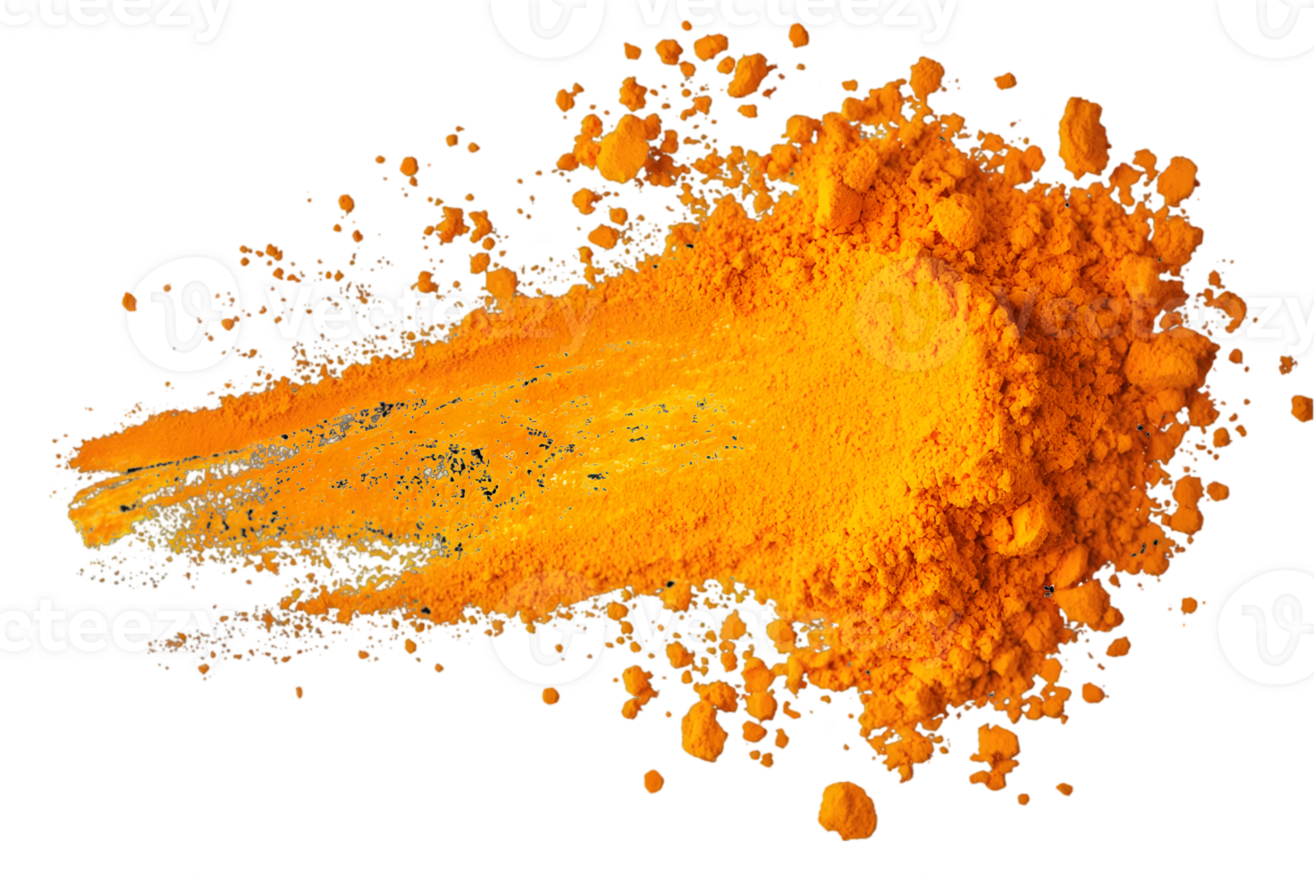 Pile of Vibrant Orange Powder Pigment on Transparent Background Creating an Abstract and Textured Design Element for Creative Projects png