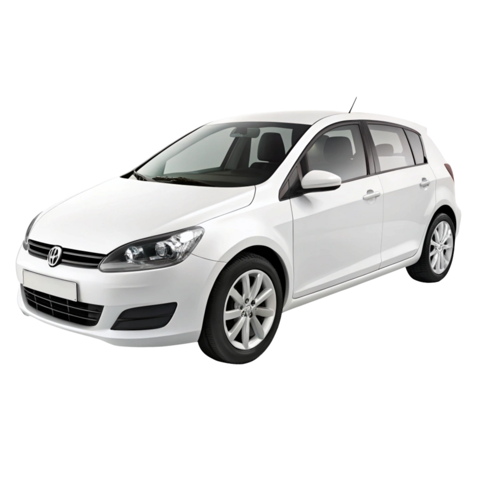 Image of a white Volkswagen Golf hatchback car model, showcasing its sleek design and modern features png