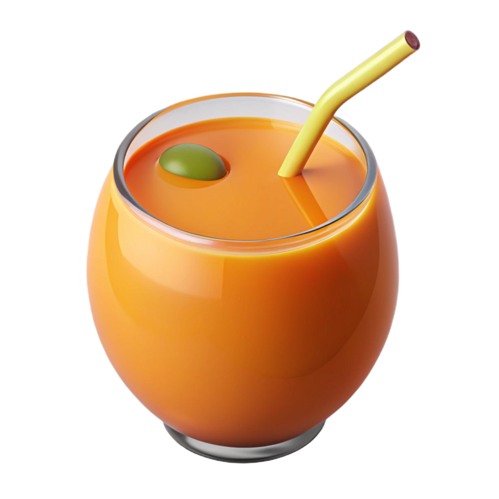 Refreshing Orange Juice Drink with Olive Garnish in a Glass png
