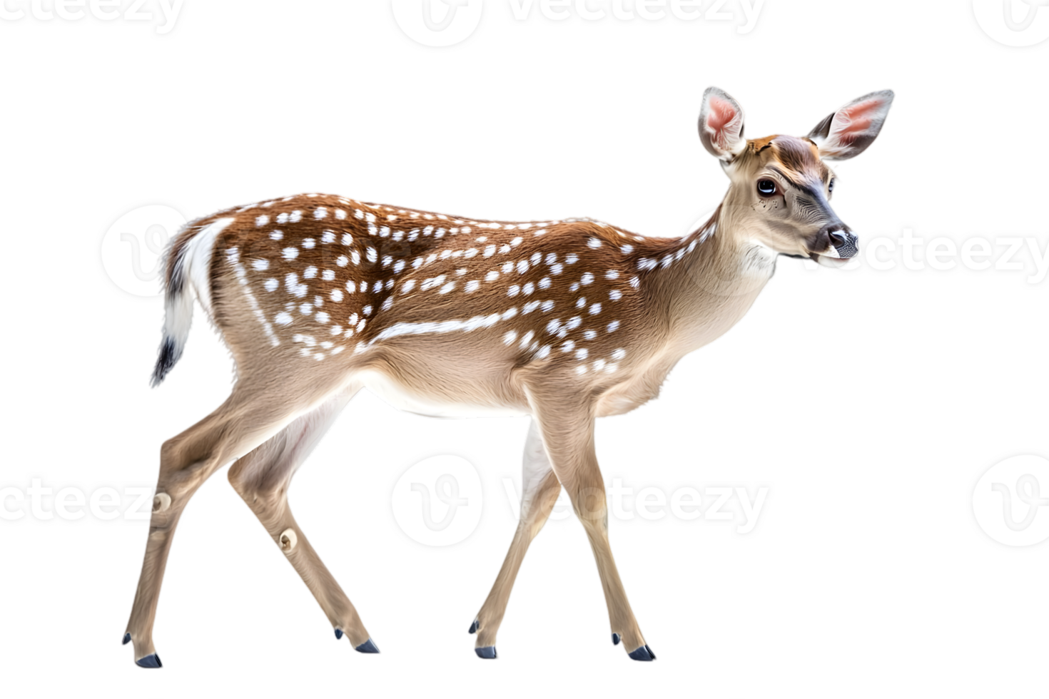 Spotted Fawn Portrait Isolated on Transparent Background Graceful Young Deer Standing with Brown Fur in a Natural Light Setting png